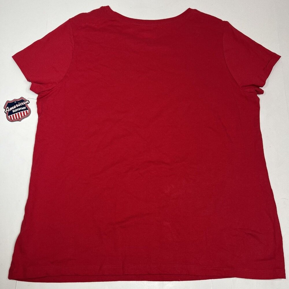 American Summer Women Red Tshirt Size XL 16/18 Peace Love USA Flag Heart NWT - Picture 10 of 12